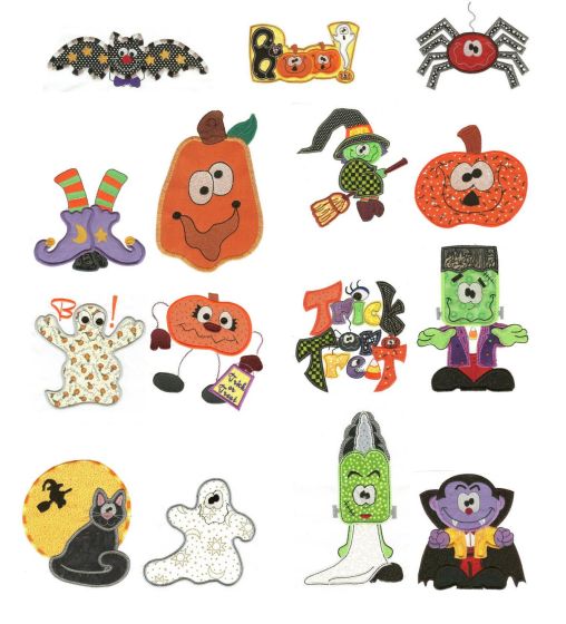 Jumbo Halloween Sampler Applique Machine Embroidery Designs by JuJu 