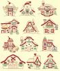 North Pole Village Colorwork Set 1 Machine Embroidery Designs by JuJu