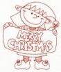 Christmas Elves Redwork Machine Embroidery Designs by JuJu