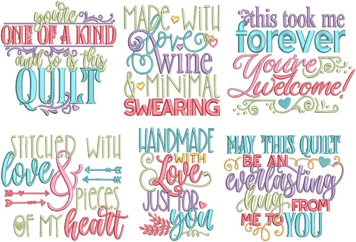 Quilters Love Labels 1 | Machine Embroidery Designs by JuJu