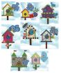 Bluebirds and Birdhouses Applique Machine Embroidery Designs by JuJu 