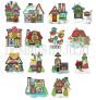 North Pole Village Christmas Applique Set 4 Machine Embroidery Designs by JuJu 