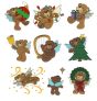 Merry Christmas Teddy Bears Filled Machine Embroidery Designs by JuJu
