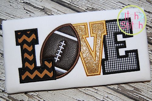 Football Love 2 Applique | Machine Embroidery Designs by JuJu
