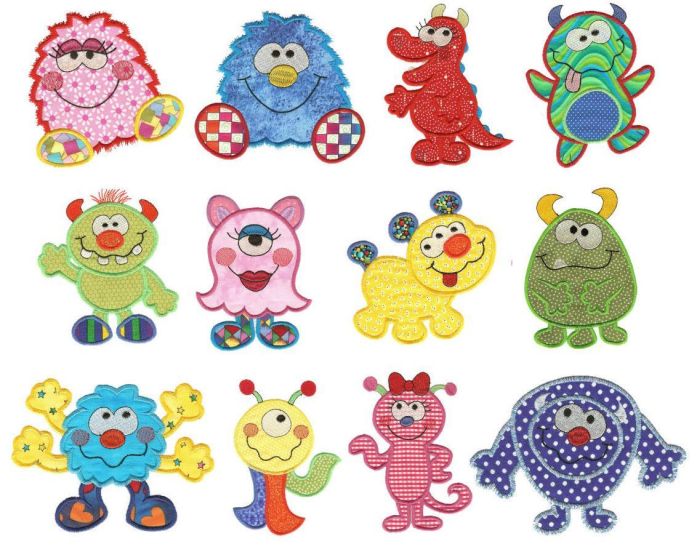 Monster Bash Applique Machine Embroidery Designs by JuJu 