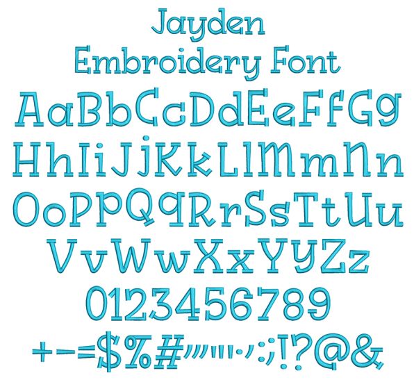 Jayden Embroidery Font | Machine Embroidery Designs by JuJu