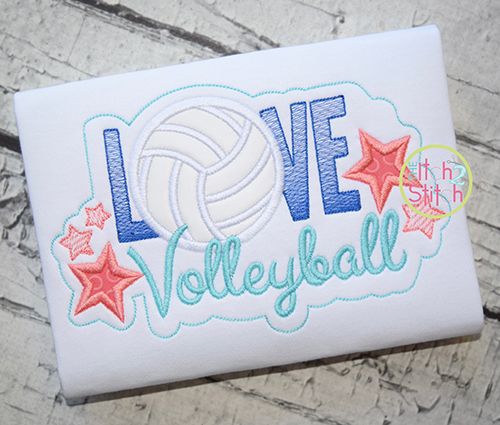 Love Volleyball Applique | Machine Embroidery Designs by JuJu
