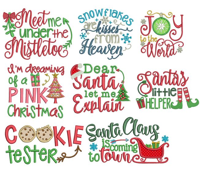 Christmas Word Art Set 3 Machine Embroidery Designs by JuJu
