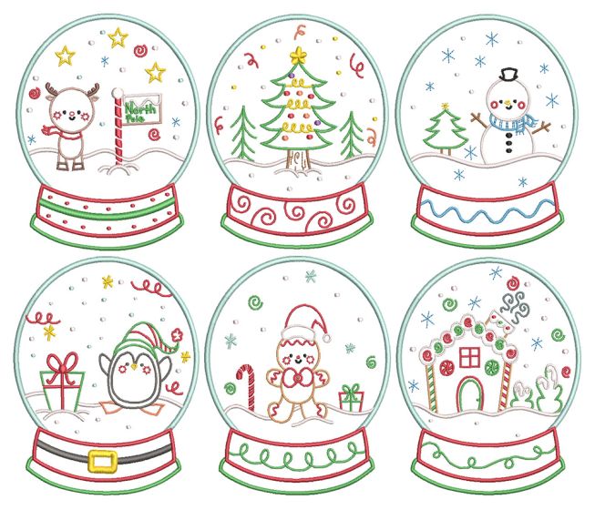 Fun Snowglobes Machine Embroidery Designs by JuJu
