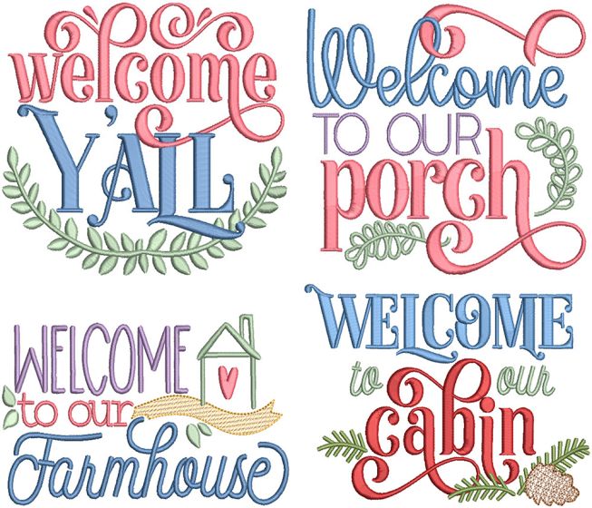 Welcome Signs 4 | Machine Embroidery Designs by JuJu