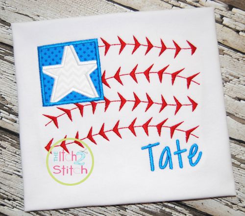 Baseball Flag Applique | Machine Embroidery Designs by JuJu