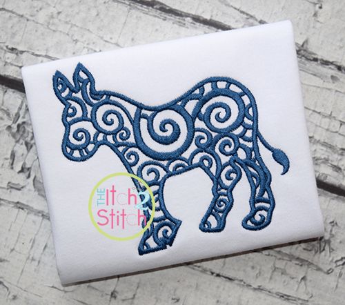 Scroll Donkey Embroidery | Machine Embroidery Designs by JuJu