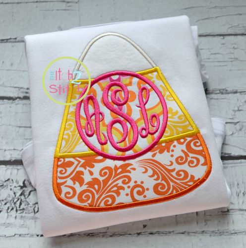 Candy Corn Monogram Applique | Machine Embroidery Designs by JuJu