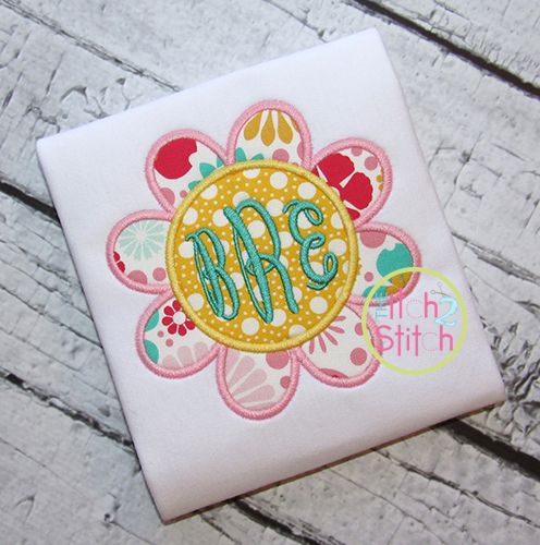 Flower Monogram 2 Applique | Machine Embroidery Designs by JuJu