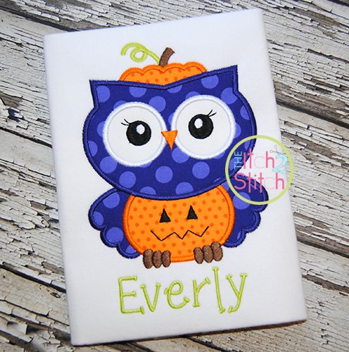 Owl Pumpkin Applique | Machine Embroidery Designs by JuJu