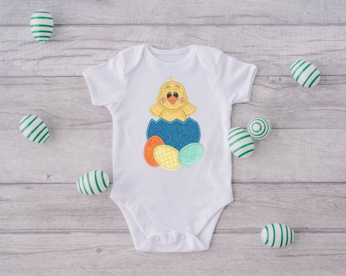 Chick Boy Eggs Applique | Machine Embroidery Designs by JuJu