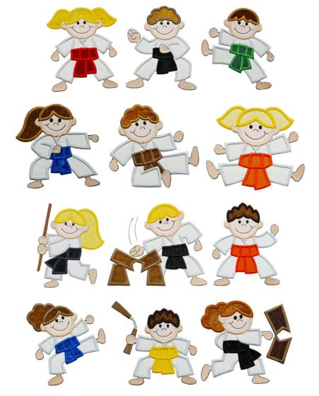 Karate Kidz Applique Machine Embroidery Designs by JuJu 