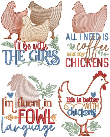 Chicken Lady Word Art 3 | Machine Embroidery Designs by JuJu