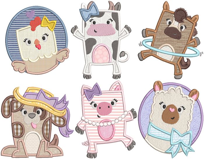 Silly Chubby Farm Animals | Machine Embroidery Designs by JuJu