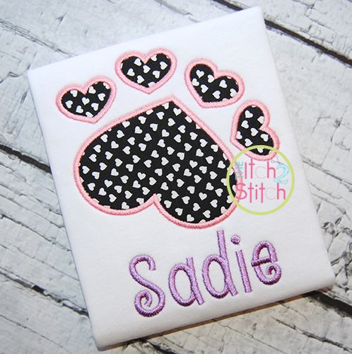 Heart Paw Applique | Machine Embroidery Designs by JuJu