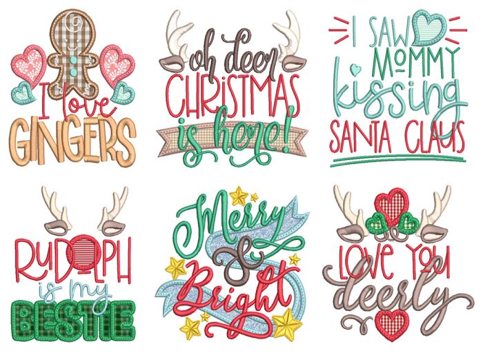 Christmas Word Art 6 Machine Embroidery Designs by JuJu
