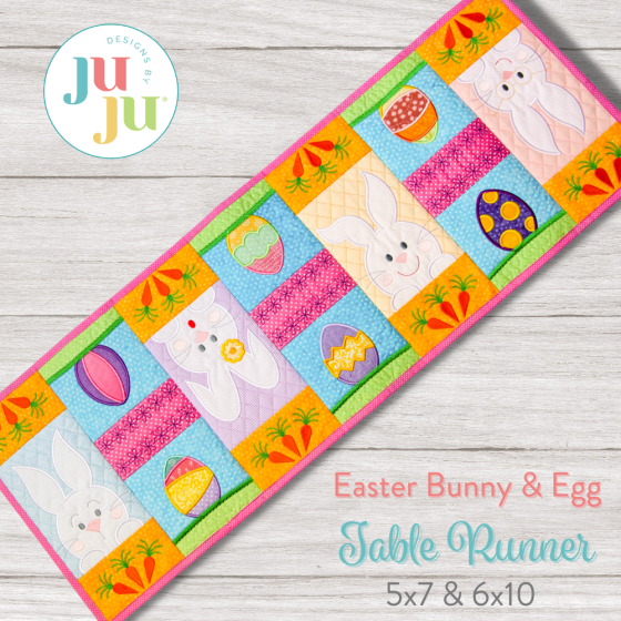 ITH Easter Bunny and Egg Table Runner | Machine Embroidery Designs by JuJu