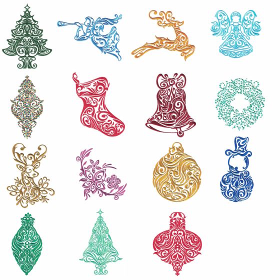 Damask Christmas Machine Embroidery Designs by JuJu