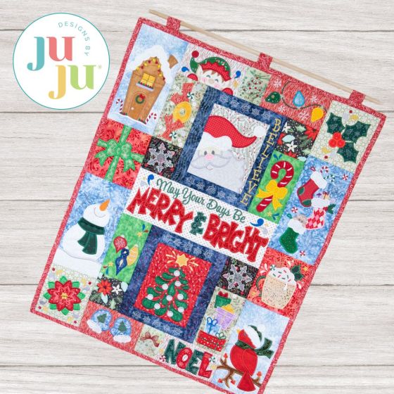 ITH Merry And Bright Wall Hanging | Machine Embroidery Designs by JuJu