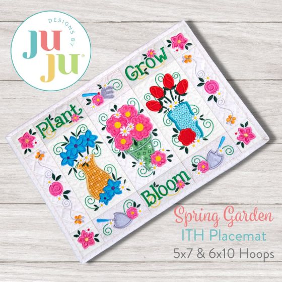 ITH Spring Garden Placemat | Machine Embroidery Designs by JuJu