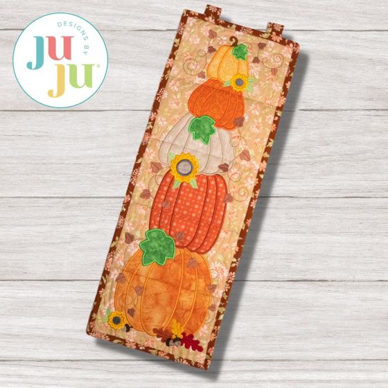 ITH Stacked Pumpkins Wall Hanging | Machine Embroidery Designs by JuJu