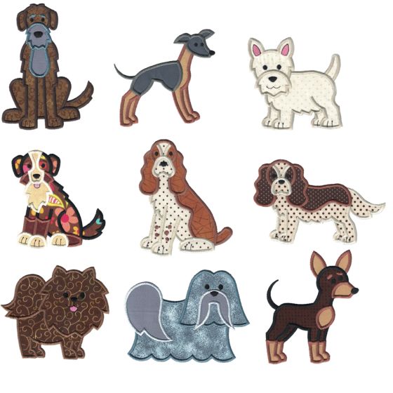 Top Dogs Applique Set 6 Machine Embroidery Designs by JuJu