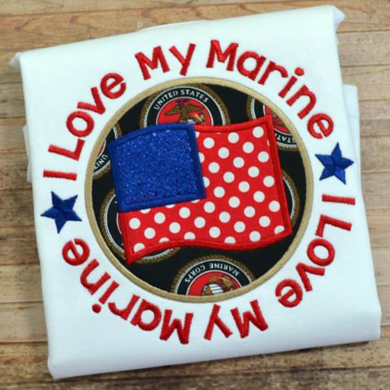 I Love My Marine | Machine Embroidery Designs by JuJu