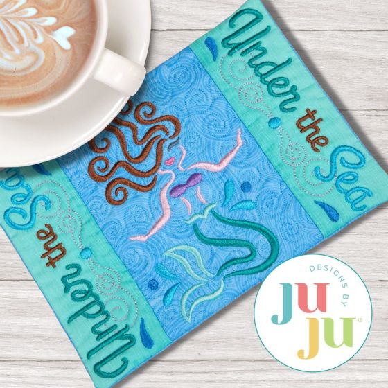 ITH Under The Sea Mug Rug | Machine Embroidery Designs by JuJu