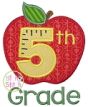 Apple School 5th Grade Number Applique | Machine Embroidery Designs by JuJu