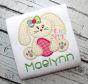 Sitting Bunny Egg Girl Applique | Machine Embroidery Designs by JuJu