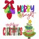 Joyful Christmas Applique Bean Stitch 2 Embroidery Set | Machine Embroidery Designs by JuJu