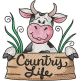 Cow Country Life Word Art Embroidery Design | Machine Embroidery Designs by JuJu