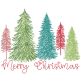Merry Christmas Trees Vintage Sketch | Machine Embroidery Designs by JuJu