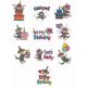 Happy Birthday Sock Monkeys Filled stitch machine embroidery Designs by JuJu