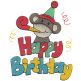 Happy Birthday Sock Monkeys Filled stitch machine embroidery Designs by JuJu