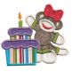 Happy Birthday Sock Monkeys Applique machine embroidery Designs by JuJu