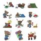 Camping Teddy Bears Filled Machine Embroidery Designs by JuJu
