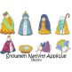Snowmen Nativity Applique Machine Embroidery Designs by JuJu 