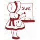 Sunbonnet Sue Goes Back to School Redwork Machine Embroidery Designs by JuJu