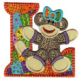 Sock Monkeys Alphabet Font 4x4 Applique Machine Embroidery Designs by JuJu 
