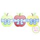 Apple Big Bow Trio Sketch Embroidery | Machine Embroidery Designs by JuJu
