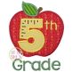 Apple School 5th Grade Number Applique | Machine Embroidery Designs by JuJu