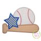 Baseball Bat Star Applique Design | Machine Embroidery Designs by JuJu