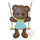 Bear in the Swing Boy Applique | Machine Embroidery Designs by JuJu