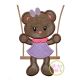Bear in the Swing Girl Applique | Machine Embroidery Designs by JuJu